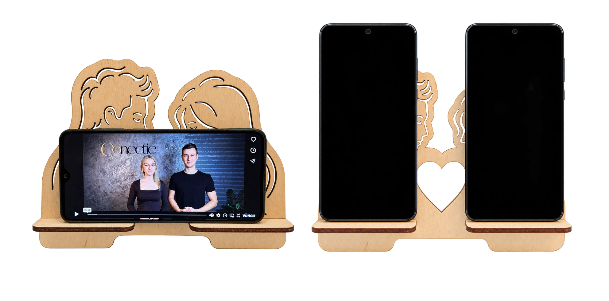 Dřevěný stojánek na telefon